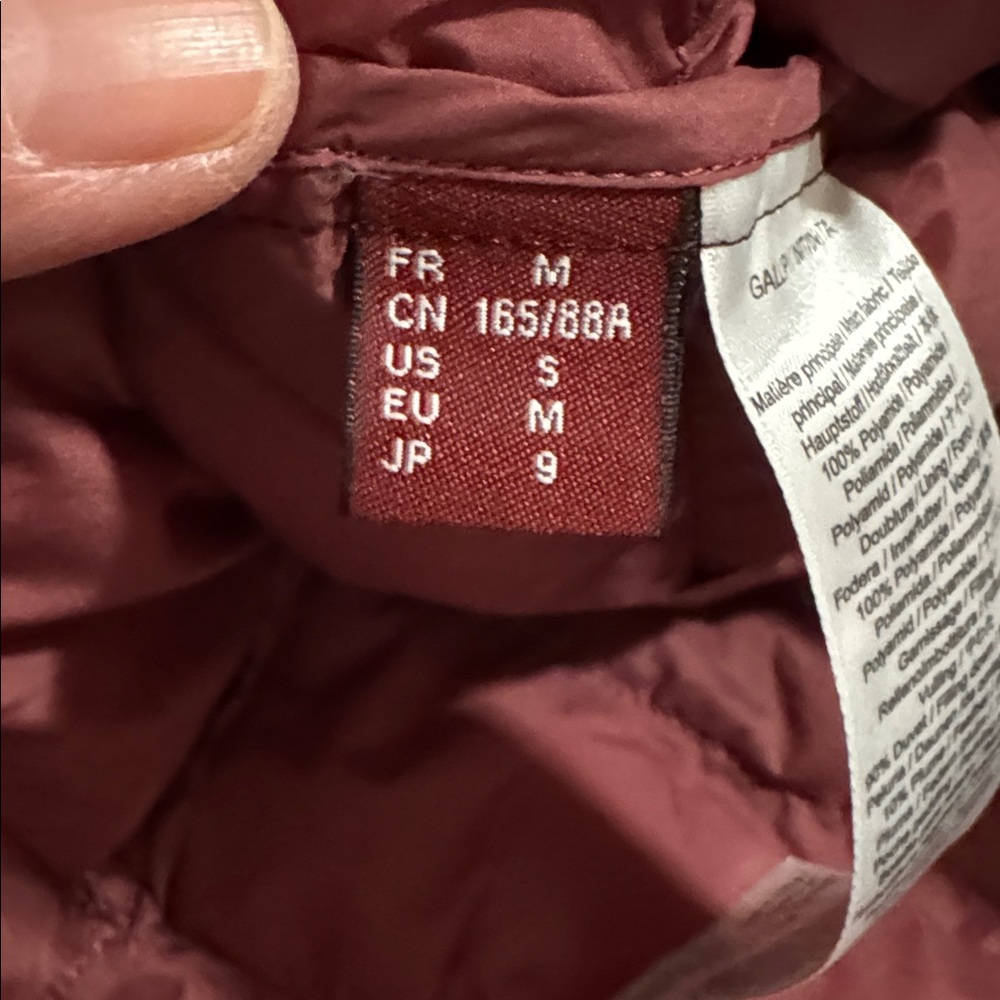 Comptoir Des Cotonniers Plume Down Quilted Puffer Jacket Burgundy Collarless-S - Picture 10 of 12